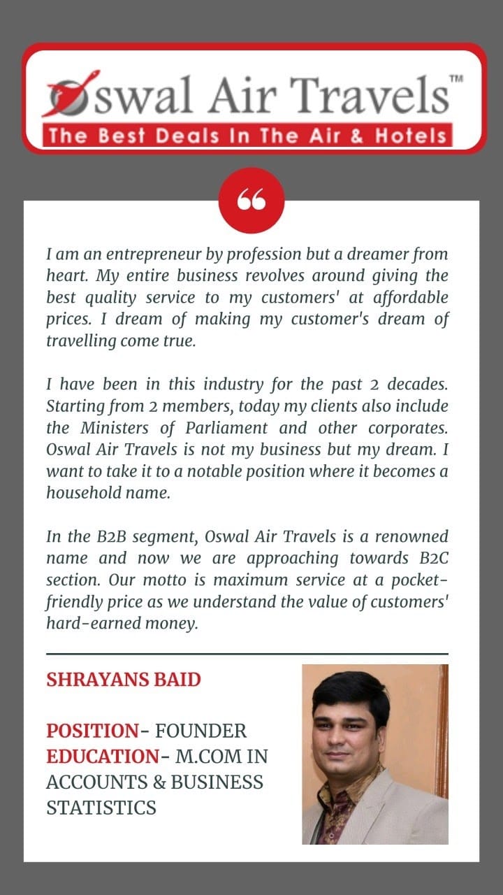 Oswal Air Travels business photograph
