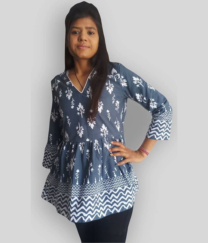 EXPORTHOUSE Women's Cotton Empire Top ( Grey )