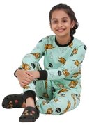 Ninos Dreams Girls Cotton Full Sleeves Coord Set with Lion Print-Green