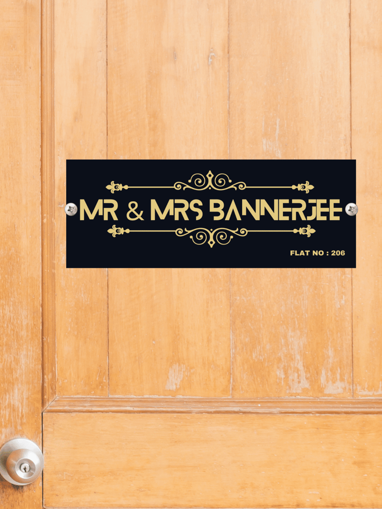 Personalized Elegance: Compact Metallic House/Flat/Bungalow Name Plate