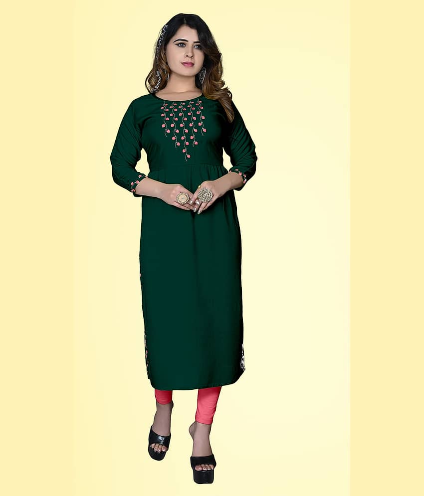 haya fashion - Green Rayon Women's A-line Kurti ( Pack of 1 )
