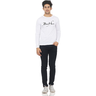 White color full sleeve brave heart printed tshirt for mens