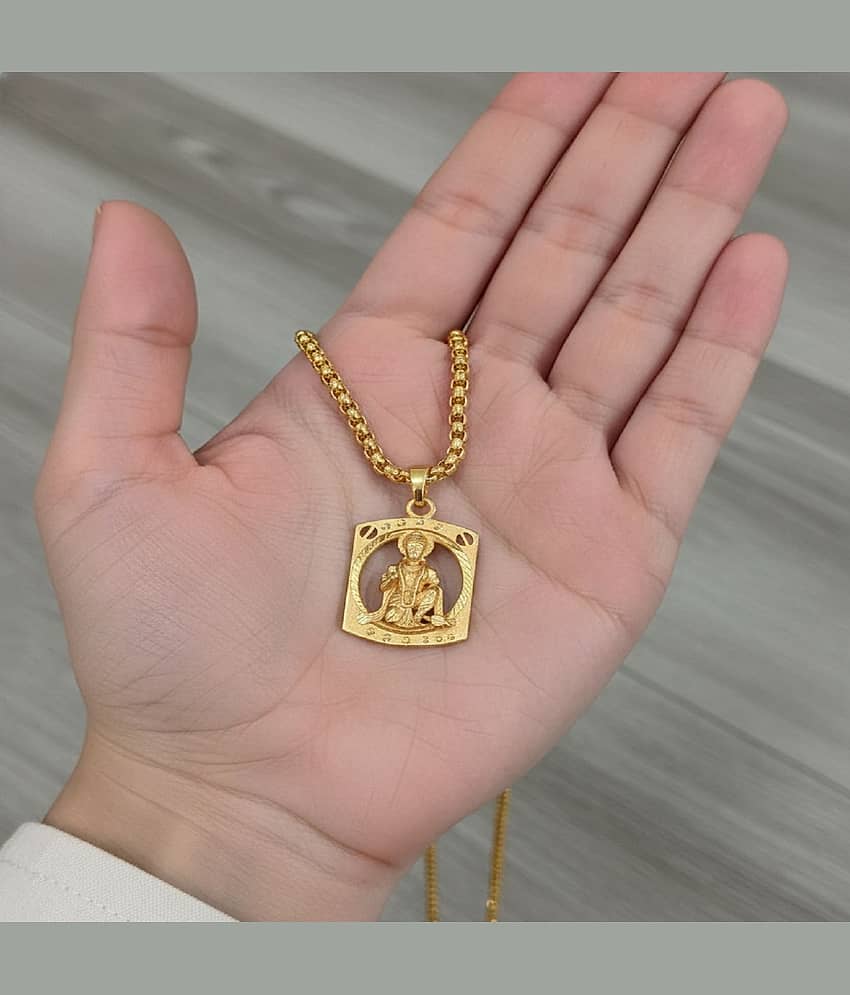 Charms Gold Religious Pendant With Chain ( Pack of 1 )