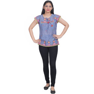 Cotton Printed Top (Blue) (32)