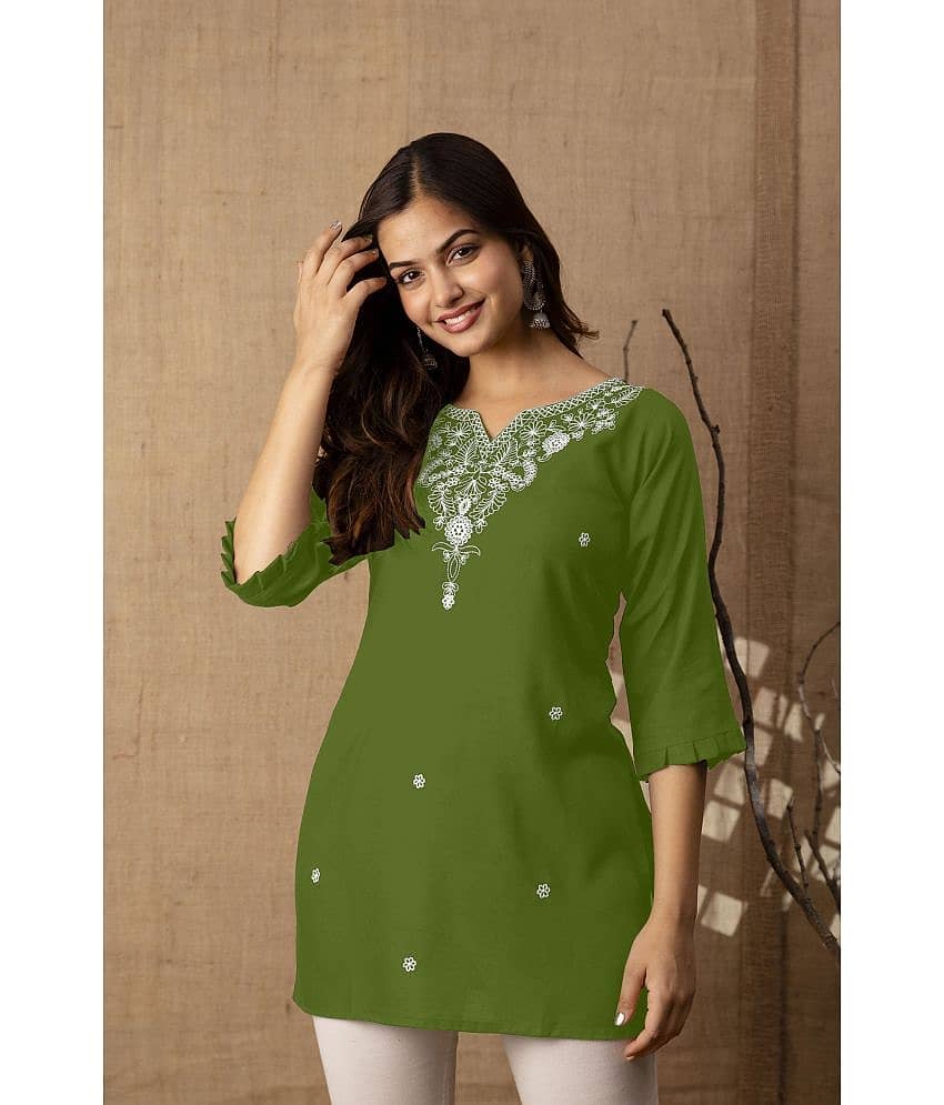 Kapadia Women's Rayon Regular Top ( Green )