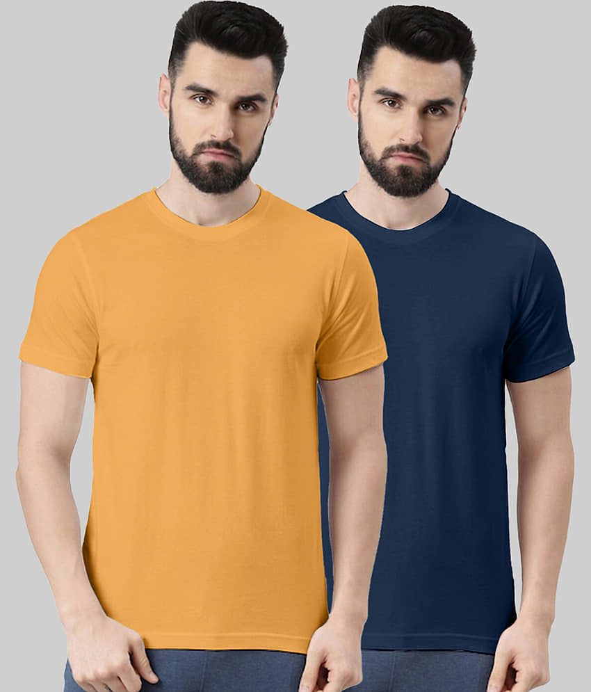 Veirdo Pack of 2 100% Cotton Regular Fit Men's T-Shirt ( Mustard )