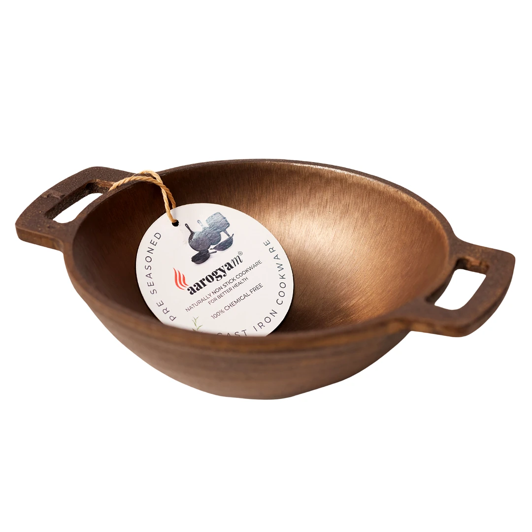 Aarogyam Cast Iron Round Kadai 7 (Colour - Black) by Aarogyam - The Cast Iron Shop