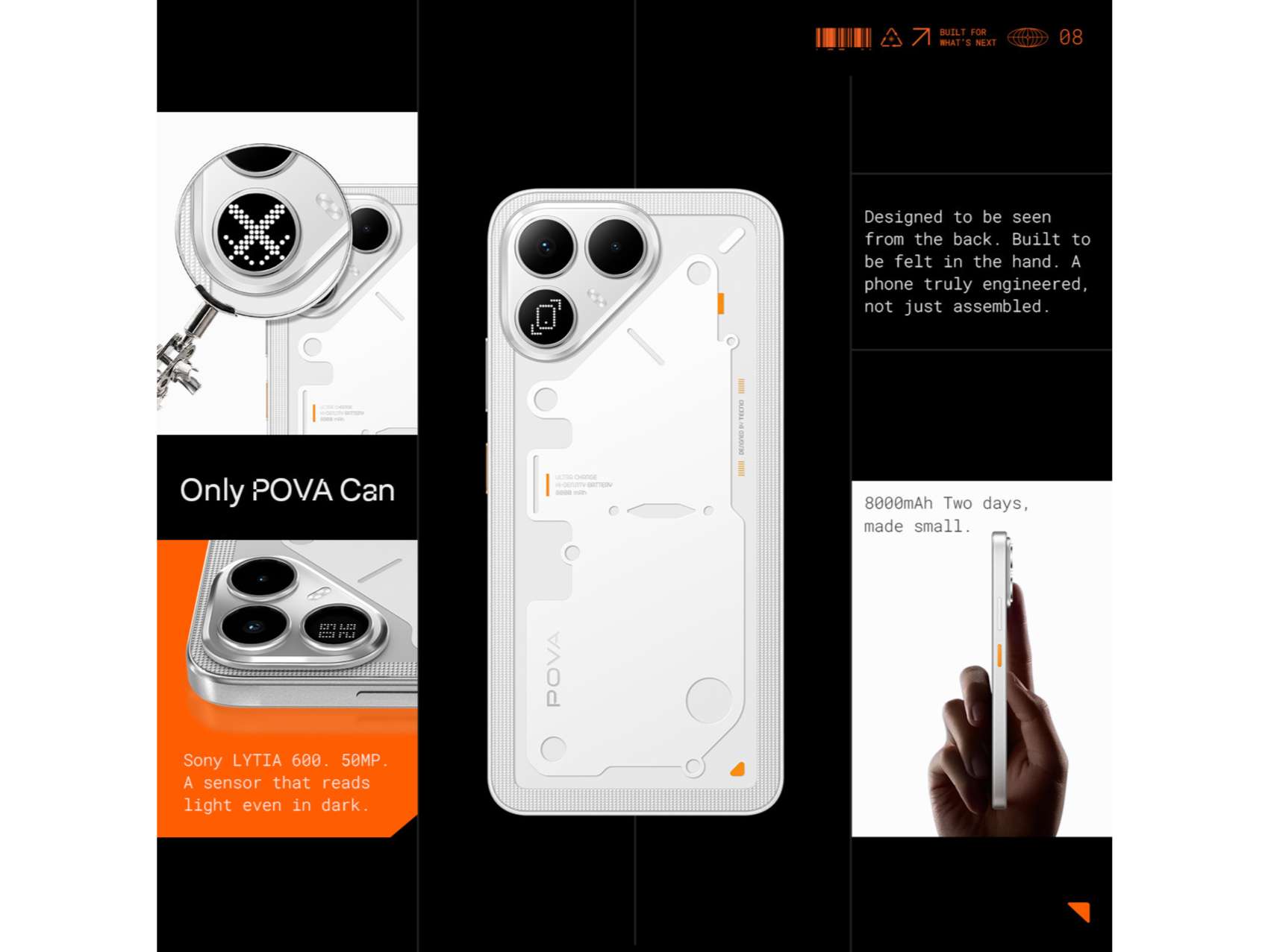 Tecno Pova 8 5G Smartphone, 8GB RAM, 128GB Storage - Bit White view 2