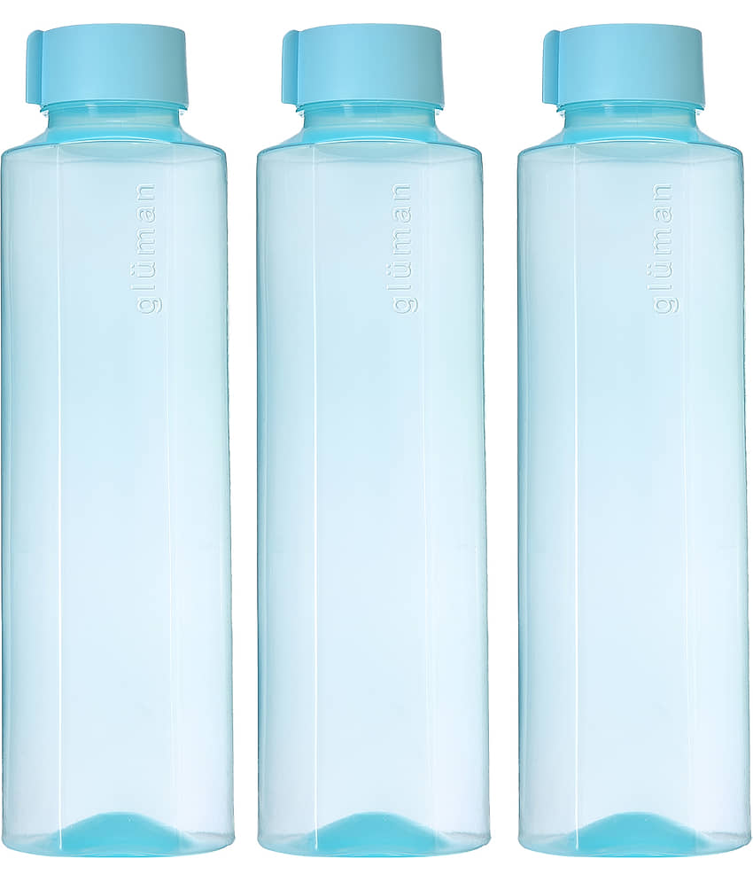 Gluman Fresco Light Pink Plastic Fridge Water Bottle 1000 mL ( Set of 3 )