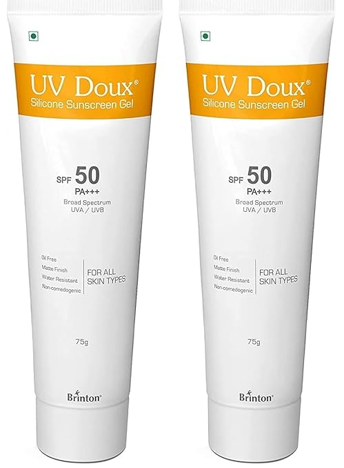 Brinton Healthcare UvDoux Face & Body Sunscreen gel with SPF 50 PA+ + + (75 GM) x Pack of 2