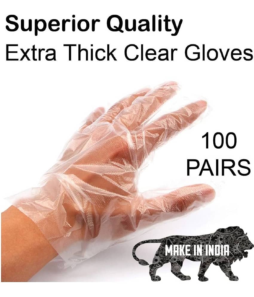 Blu 9 Heavy Duty 90gm Plastic Universal Size Cleaning Glove 200PCS Made in INDIA