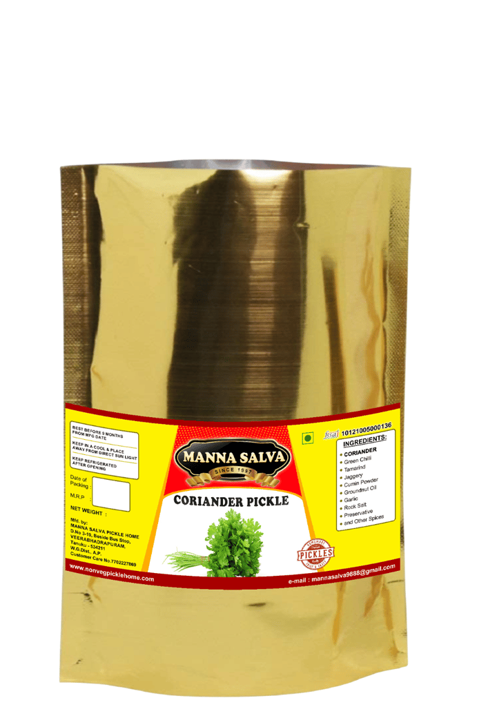 Manna Salva Pickles- Coriander Pickle - Veg Pickle view 2