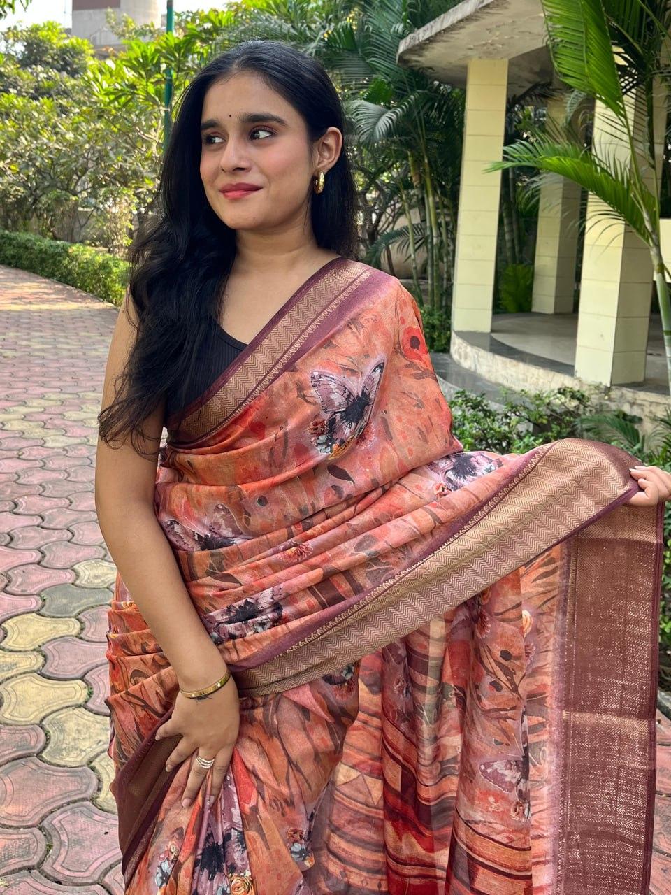 Digital Print Dola Silk Saree view 2