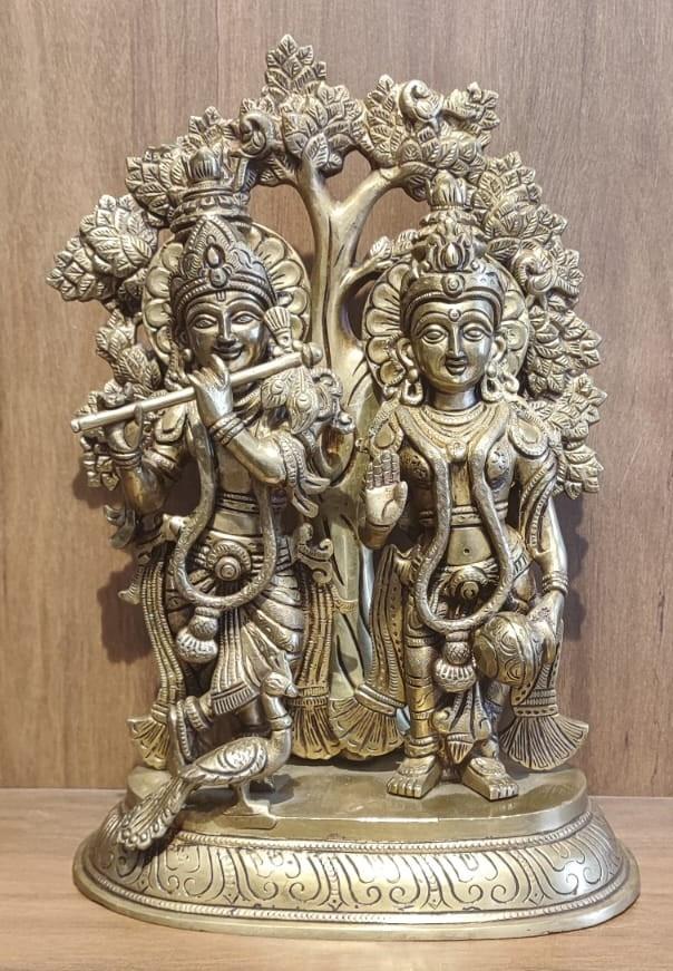 BRASS TREE RADHA KRISHNA STATUE