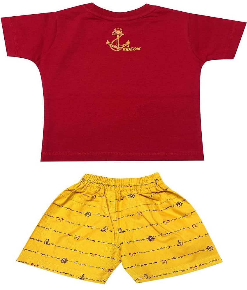 Kideon Pack of 1 Baby Boys 100% Cotton Top & Shorts ( Gold ) view 2