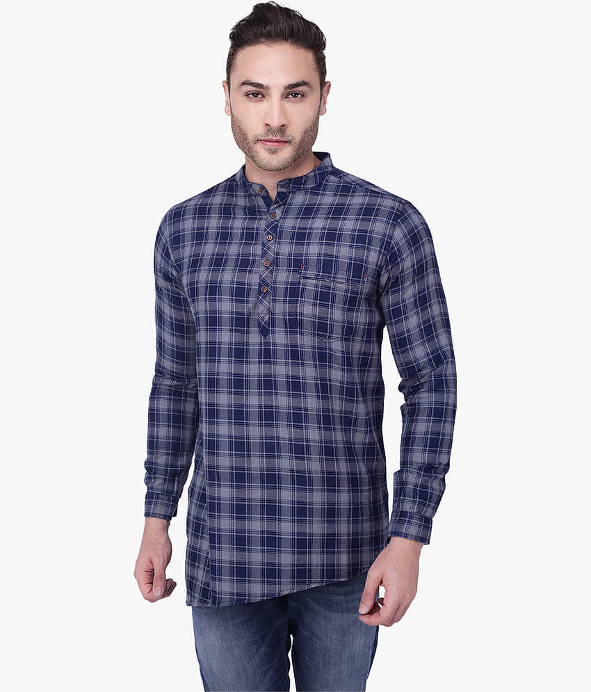 Kuons Avenue - Grey Linen Men's Asymmetrical Kurta ( Pack of 1 )