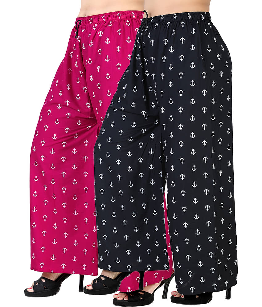 lasafiya Pack of 2 Rayon Straight Women's Palazzos ( Pink )