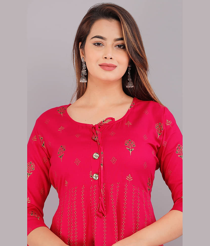 AVEITH - Wine Rayon Women's Anarkali Kurti ( Pack of 1 ) view 2