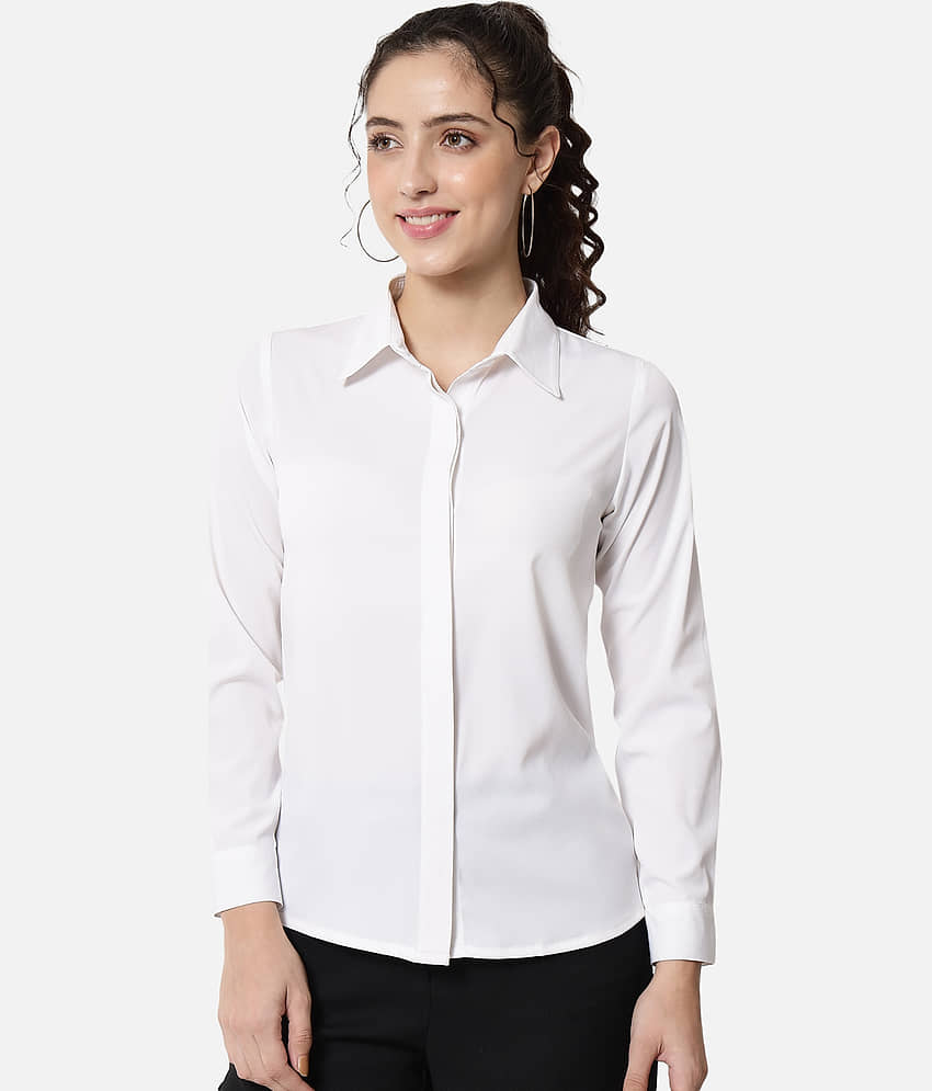 OTIRA Women Solid Poly Crepe Shirt ( Mint Green )