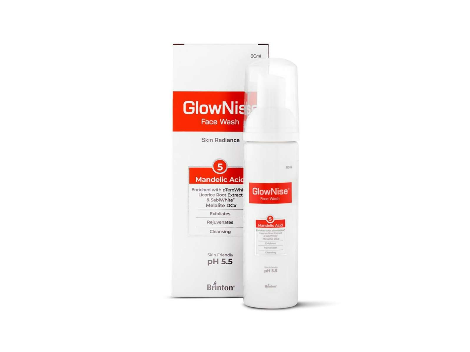 Brinton GlowNise Deep Cleansing Skin Sulphate Free (60 ml) x Pack of 4 Face Wash (240 ml)