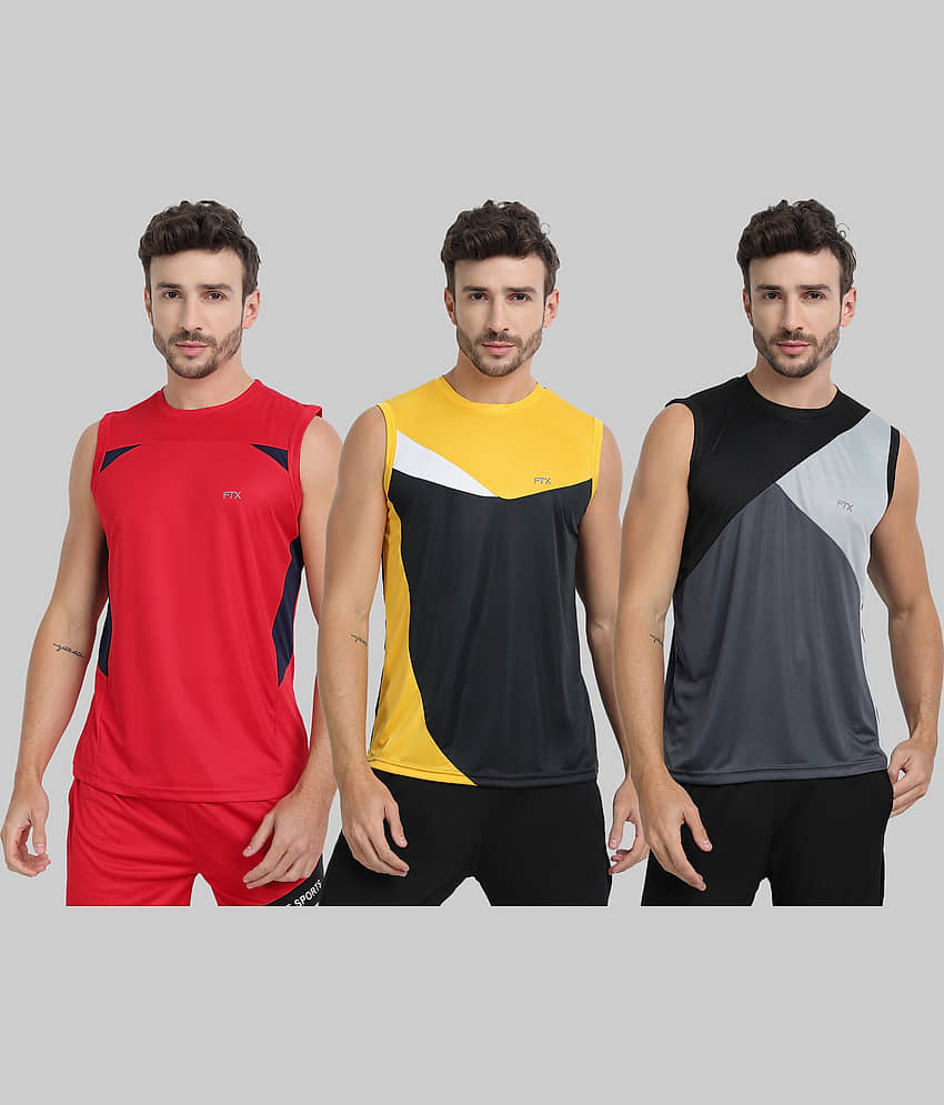 FTX Pack of 3 Polyester Basic Vest For Men ( Grey Melange )