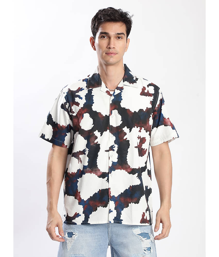 Bene Kleed Cotton Blend Relaxed Fit Printed Half Sleeves Cuban Collar Men's Casual Shirt (Multicolor)