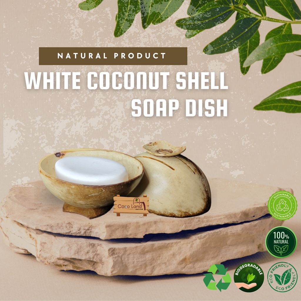 CocoLand Coconut Shell Soap Dish With base / Coconut Oil Polished view 2