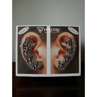 Vivastri Butterfly Oxidised Silver Alloy Earcuff,Cuff Earrings for Women & Girls [VIVA2789ERG] (Pack of- 1 Pair Earring)