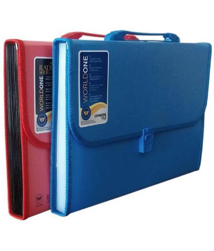 RAVARIYA GRAPHICS Expanding File 13 Pockets SET OF 2 RED/BLUE / Multicoloured
