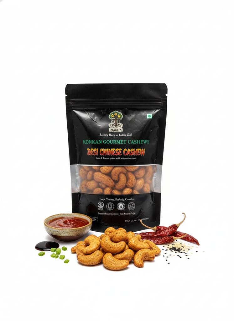 Maa Roots Desi Chinese Cashews 200g | Schezwan Style Indo-Chinese Flavoured Konkan Cashews | Premium Whole Kaju | Spicy, Savoury Gourmet Snack view 2