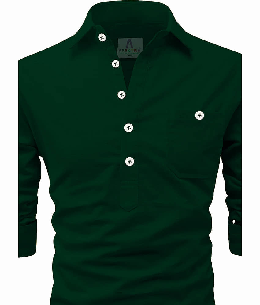 Apektra Peach Cotton Men's Shirt Style Kurta ( Pack of 1 ) view 2