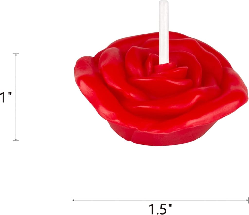 4 pcs Unscented Red Floating Rose Petals Flower Candle, Hand Poured Paraffin Wax view 2