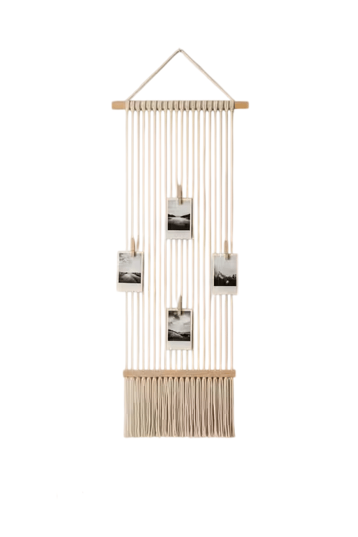 Macrame Wall Hanging Photo Display - 4 Clips