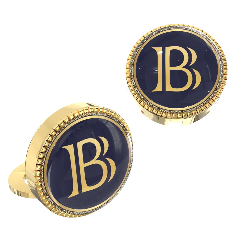 The Smart Buttons - Gold Colour Plated Shirt Button Cover Cufflinks for Men - Personalized Initials - B view 2