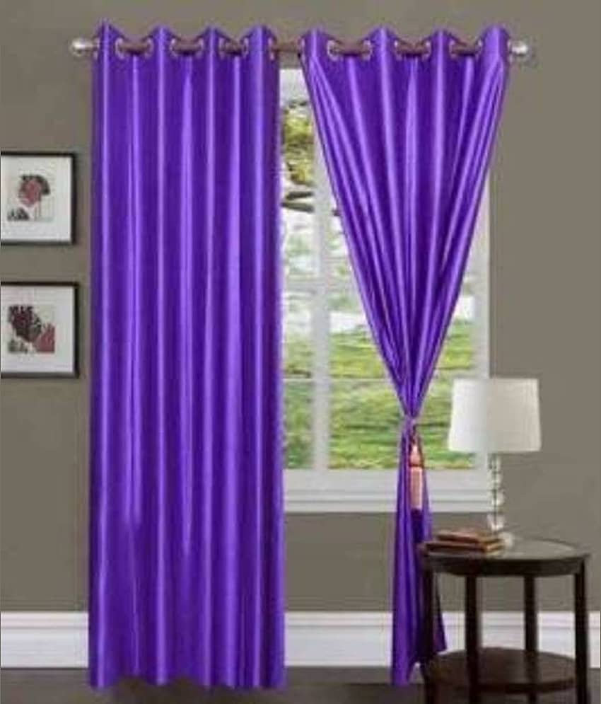 N2C Home Solid Semi-Transparent Eyelet Curtain 7 ft ( Pack of 2 ) - Purple
