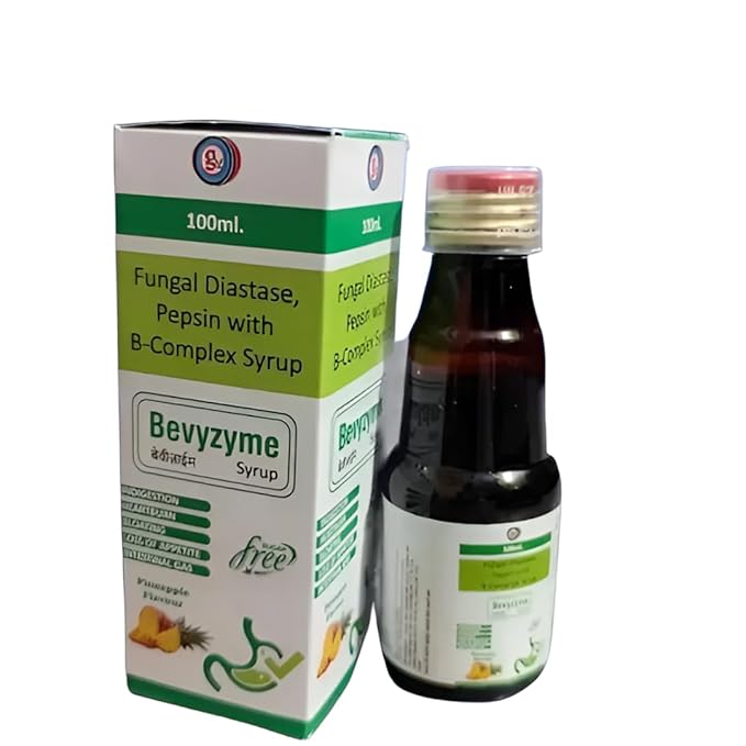 Bevyzyme Syrup 100ml : Digestive Enzyme Syrup for Improved Digestion, Bloating, Gas Relief & Appetite Boost Pack of 3