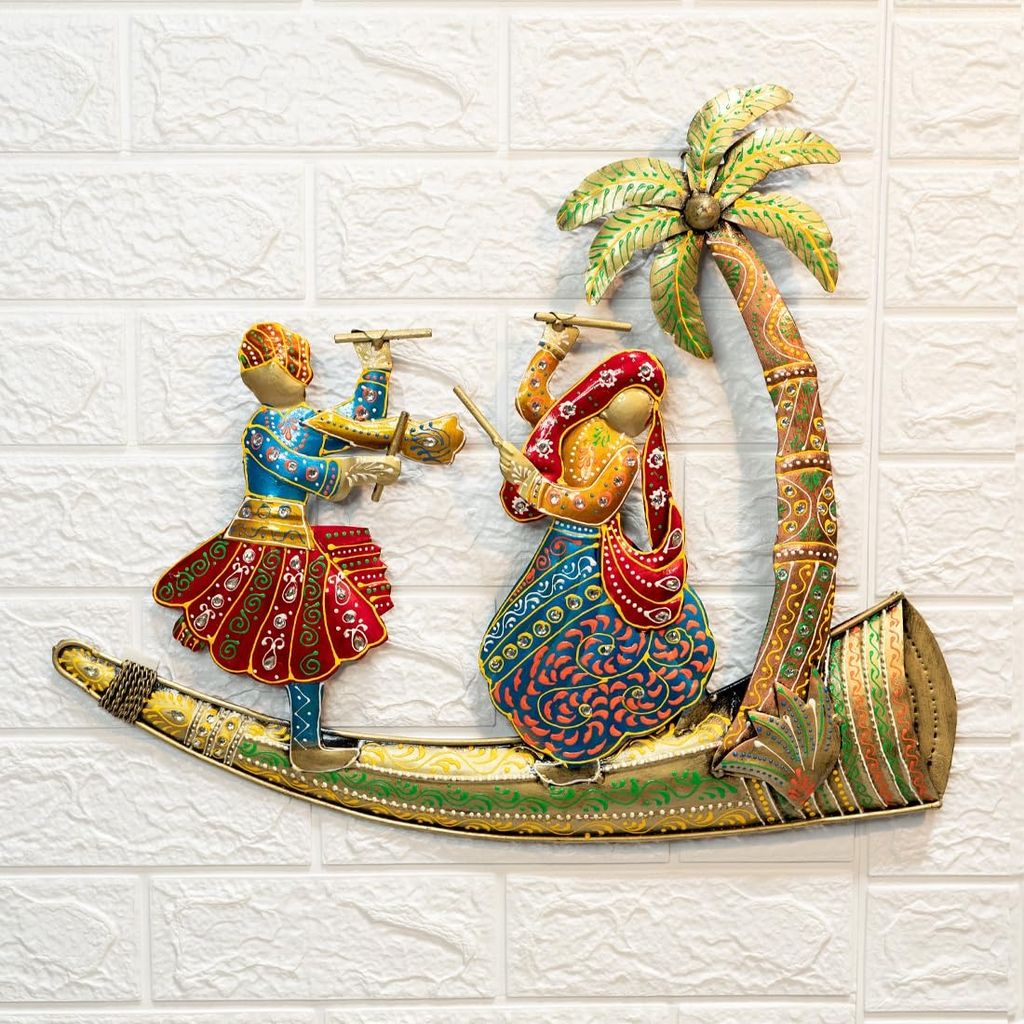 Shree Jagdamba Art Metal Wall Decoration Items For Living Room,Bedroom Rajasthani Art Sculpture For Wall Decor Perfect Wall Hanging For Home Decor,Sofa Wall Decor & Office Decor