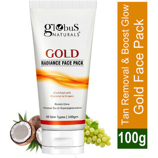 Globus Naturals Gold Radiance Anti Ageing Brightening Face Pack Enriched with Saffron Liquorice Walnut Fights Premature Ageing Boosts Glow Provides Deep Exfoliation All Skin Types 100 gms