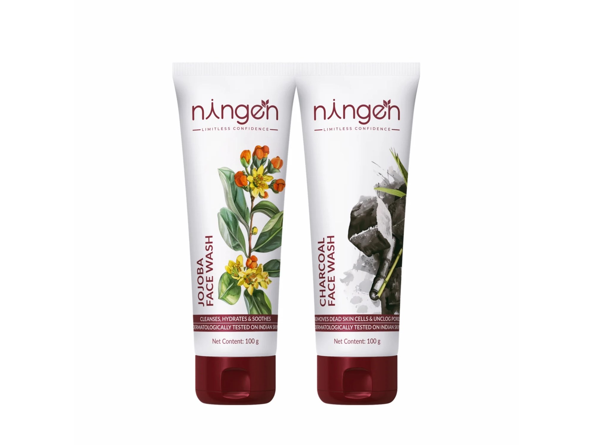 Ningen Face Wash Duo Jojoba & Charcoal (2 x 100ml)