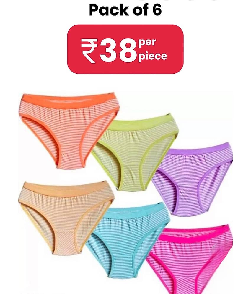 ICONIC ME Pack of 6 Cotton Hipster For Women ( Multicolor )