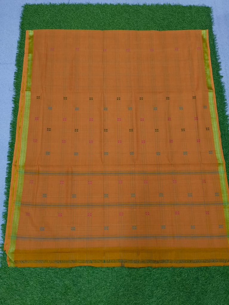 KJ PURAM HANDLOOMS COTTON CHECKED BUTA SAREE view 2