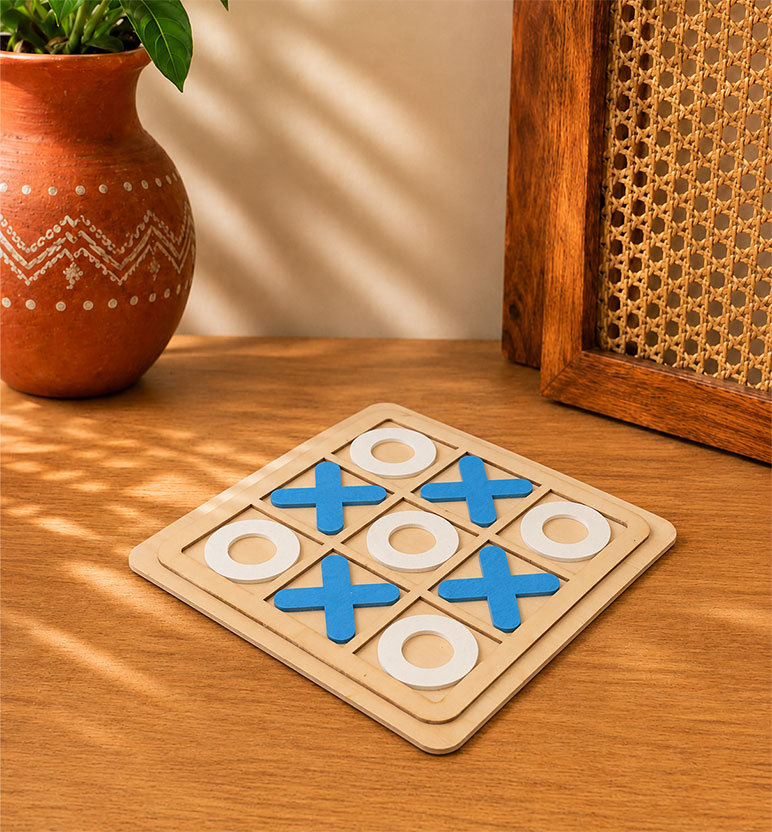 Wooden Tic-Tac-Toe Board Game