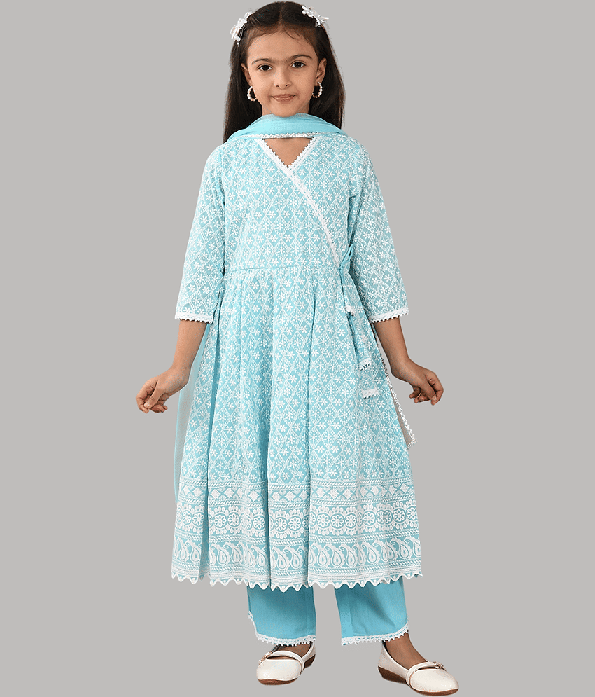 HLGARMENTS Girls Cotton Anarkali Suit Set ( Pack of 3 , Gray )