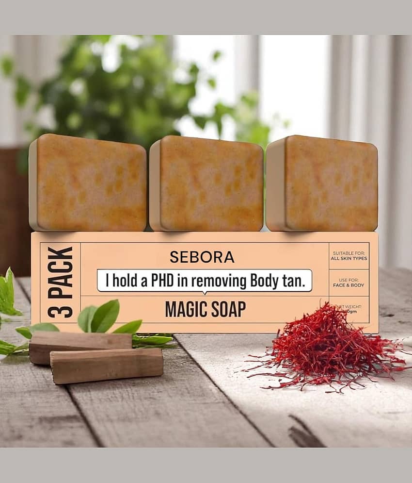Sebora Skin Whitening Saffron & Sandalwood Magic Ghar Soap Soap for All Skin Type ( Pack of 3 )
