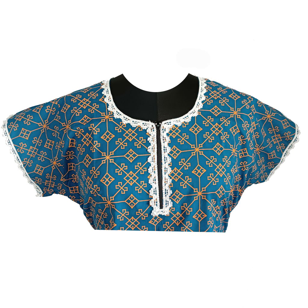 Gajraj Round neck with zip pure cotton xl size multi print nighty for women view 2