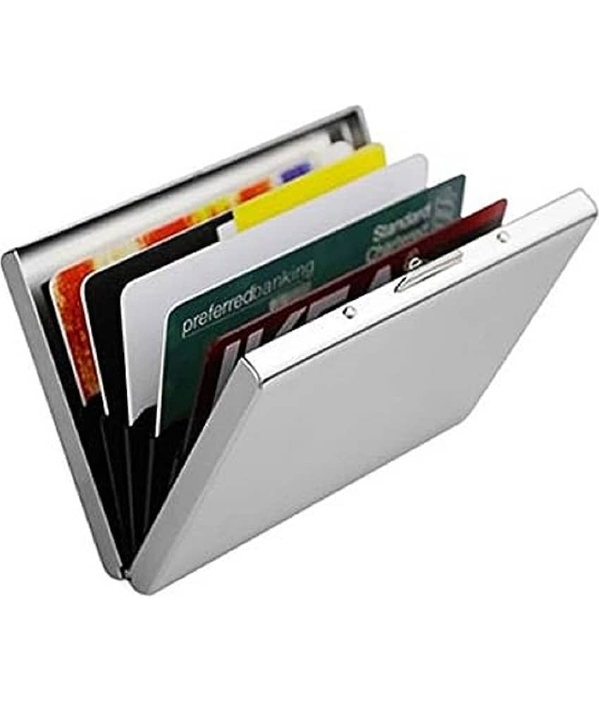 HRFSTAR Metallic Solid Men's Regular Wallet With 6 Slots For Card ( Silver , Pack of 1 )