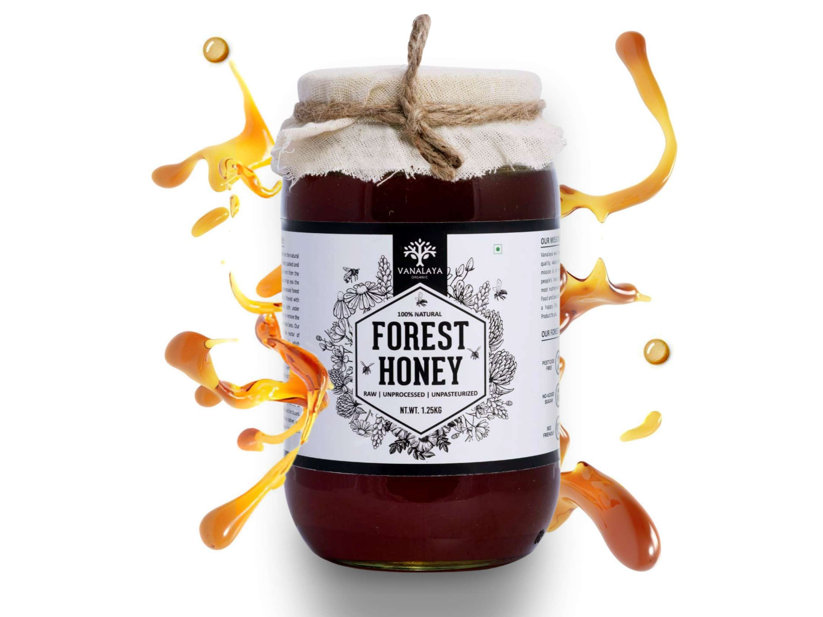 Raw Organic Forest Honey Pure and Natural Unprocessed, Unfiltered, Unpasteurized - 1250 Gram