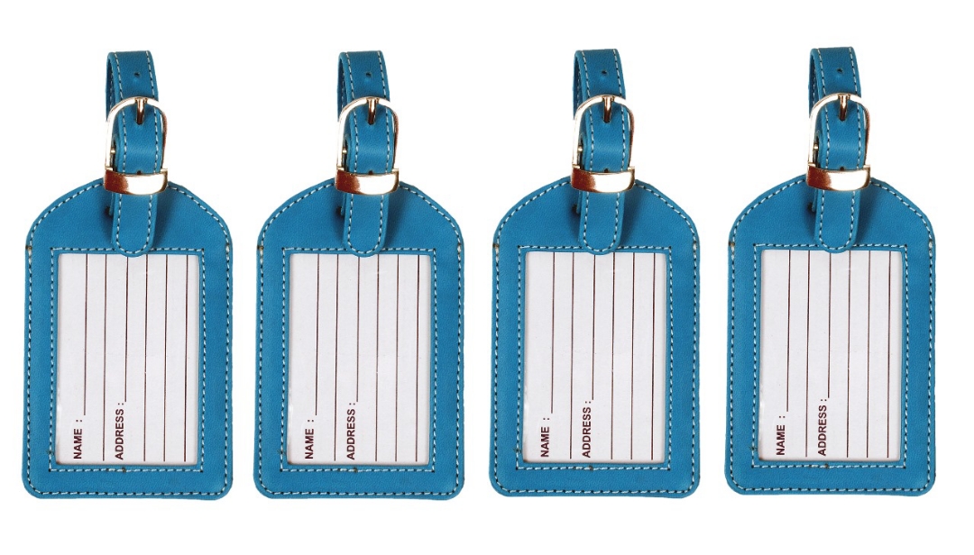 Sukeshcraft Luggage Tags Suitcase Tag Travel Bag Labels 4 Pcs. (Deep Tan)