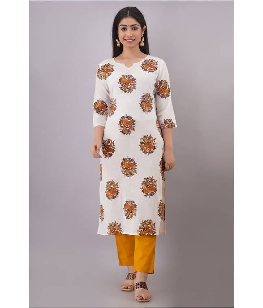 FABRR - White Straight Cotton Women's Stitched Salwar Suit ( Pack of 1 )