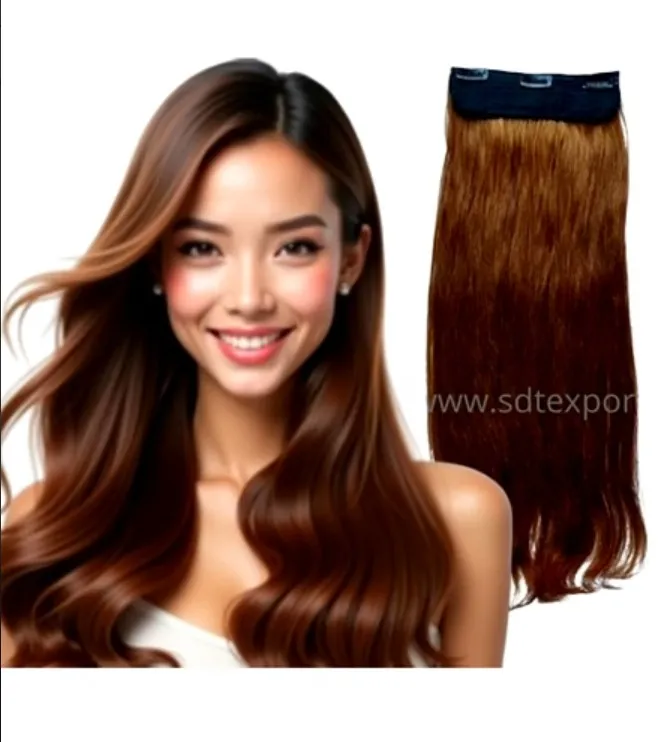 3 Clips Ear to Ear Brown Hair Volumizer Instant Length, Volume & Style Size- 20 Inch